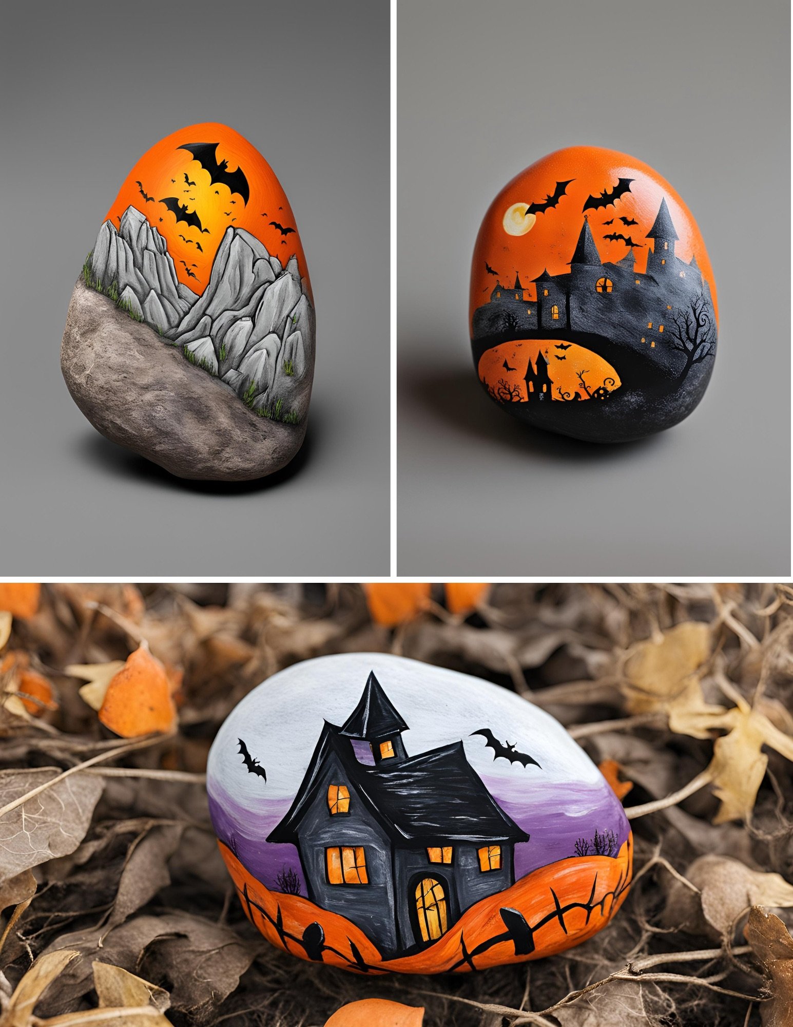 Painting rock halloween