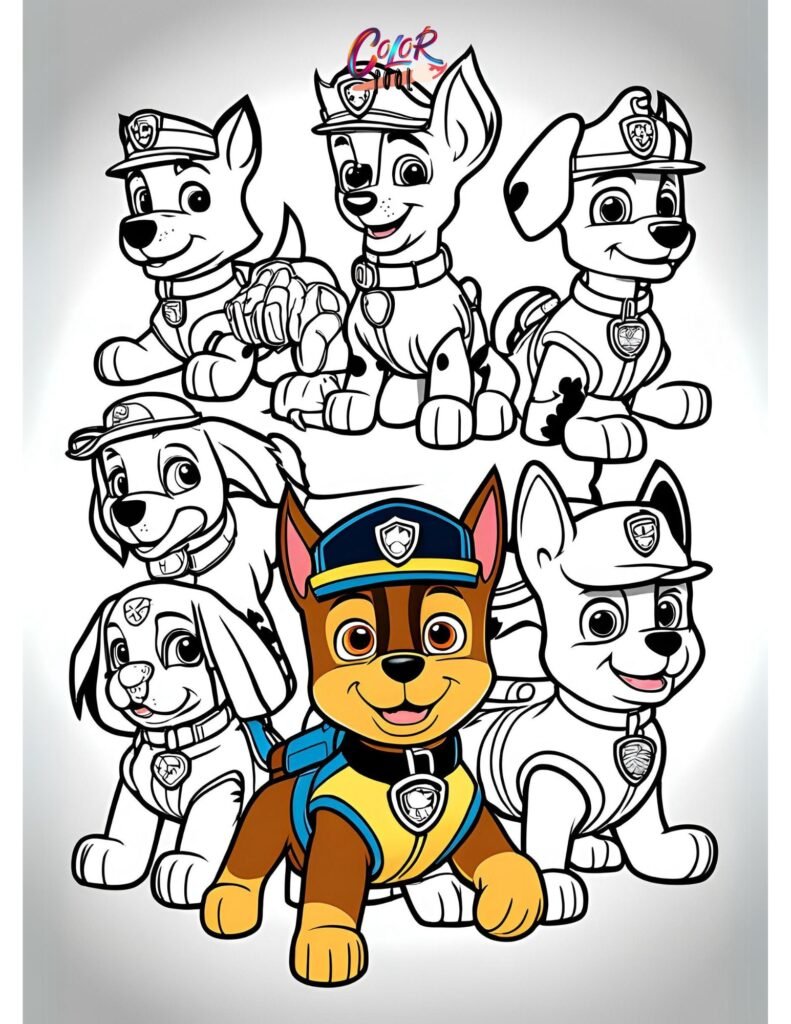 Paw patrol characters coloring pages