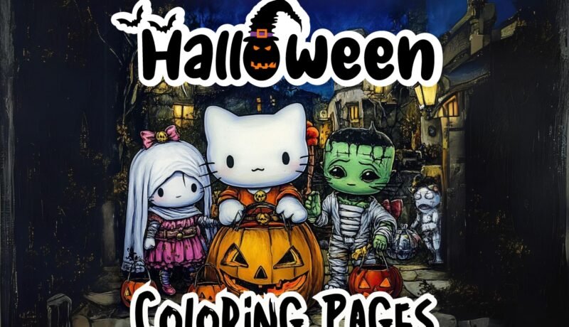 halloween hello kitty coloring pages