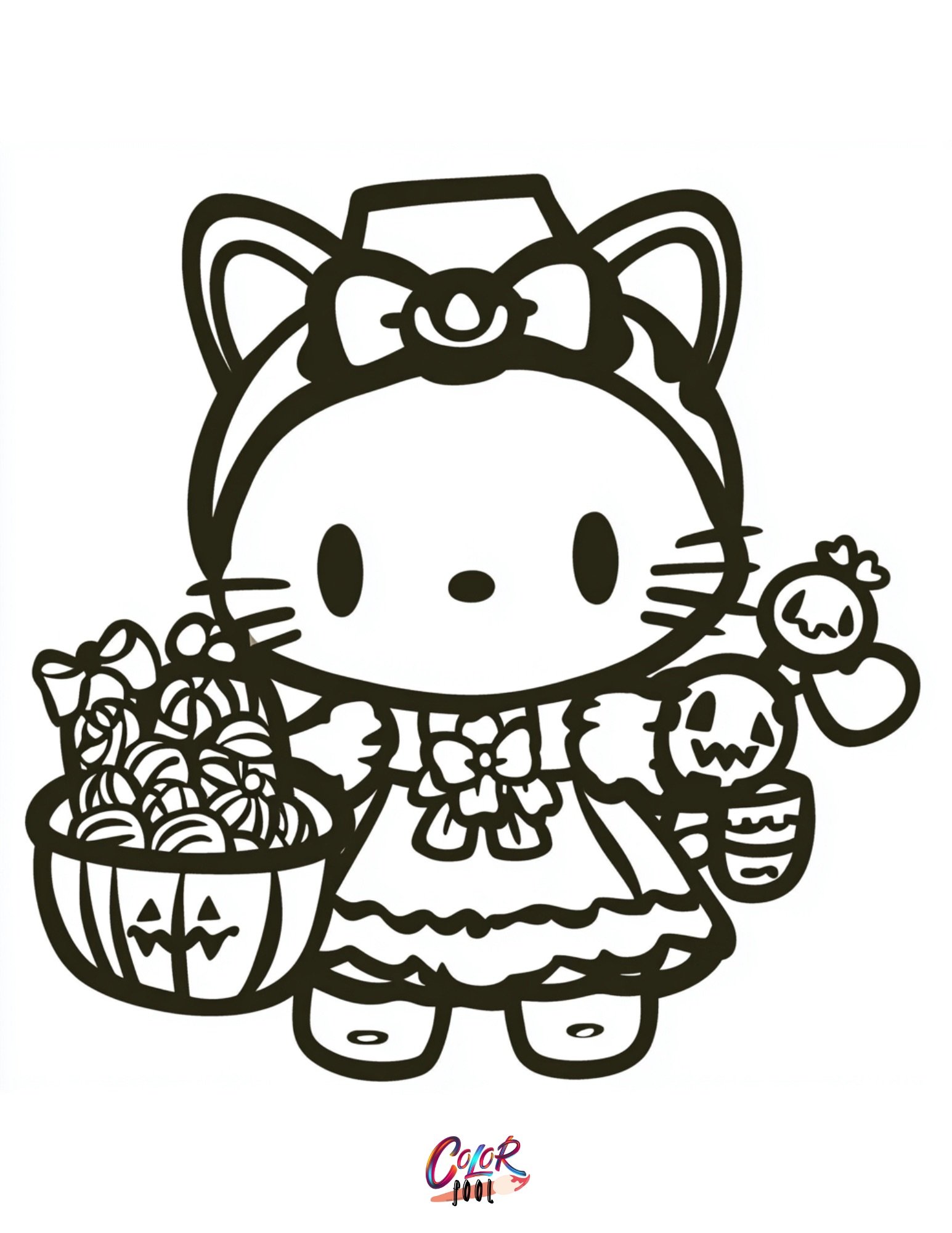 halloween hello kitty coloring pages