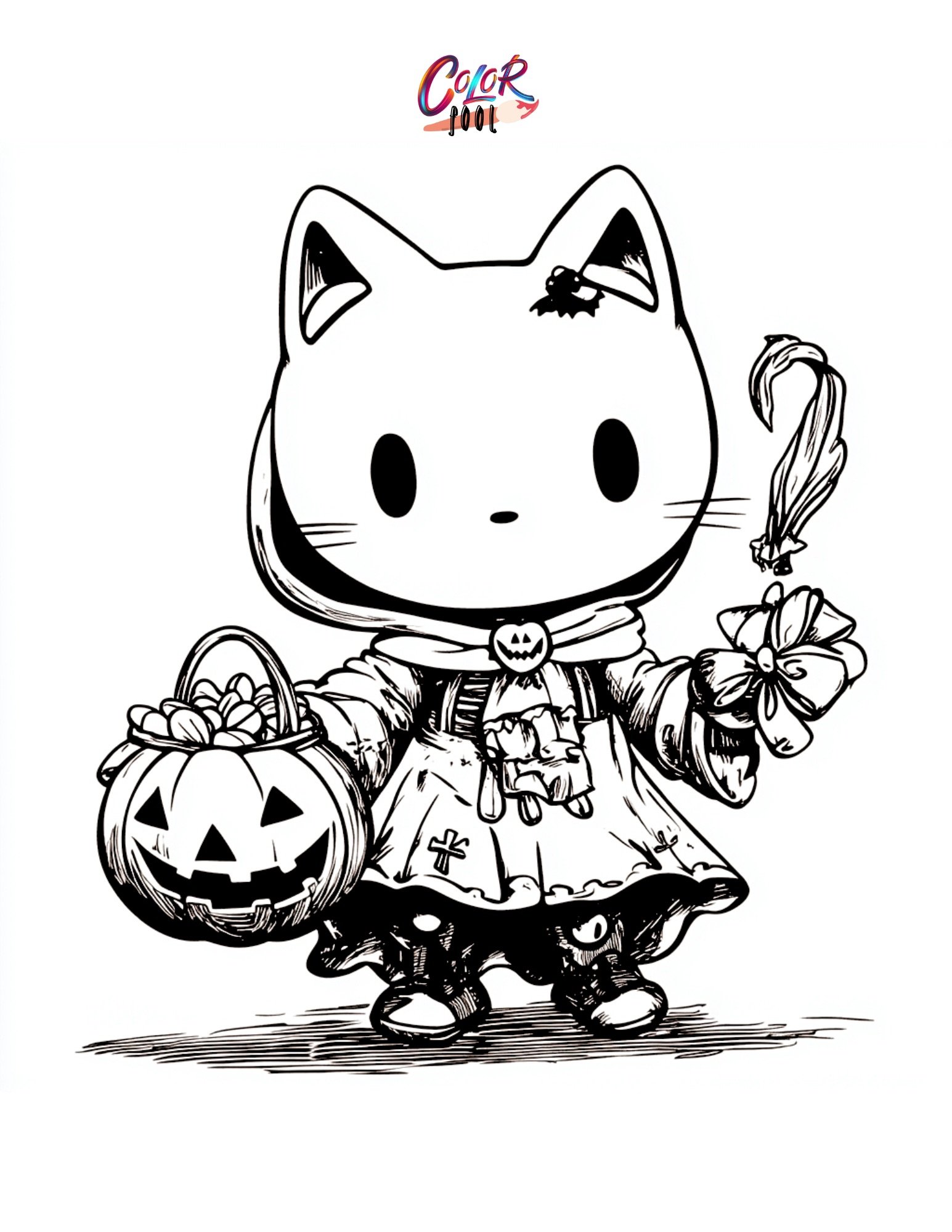 hello kitty halloween color pages