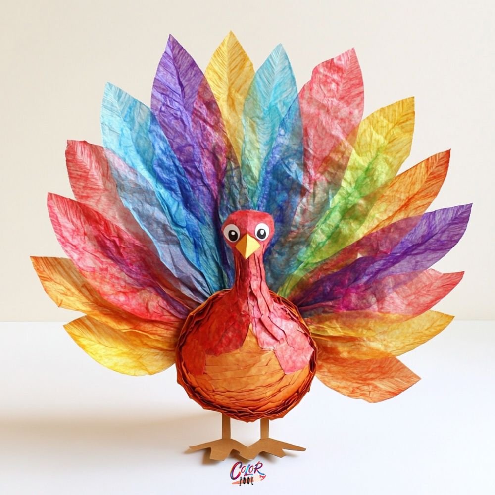 Tissue paper turkey paper craft