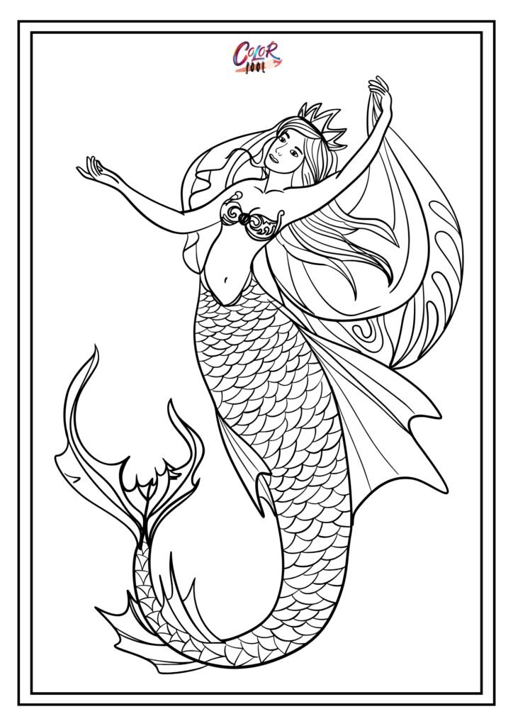 mermaid barbie coloring page​