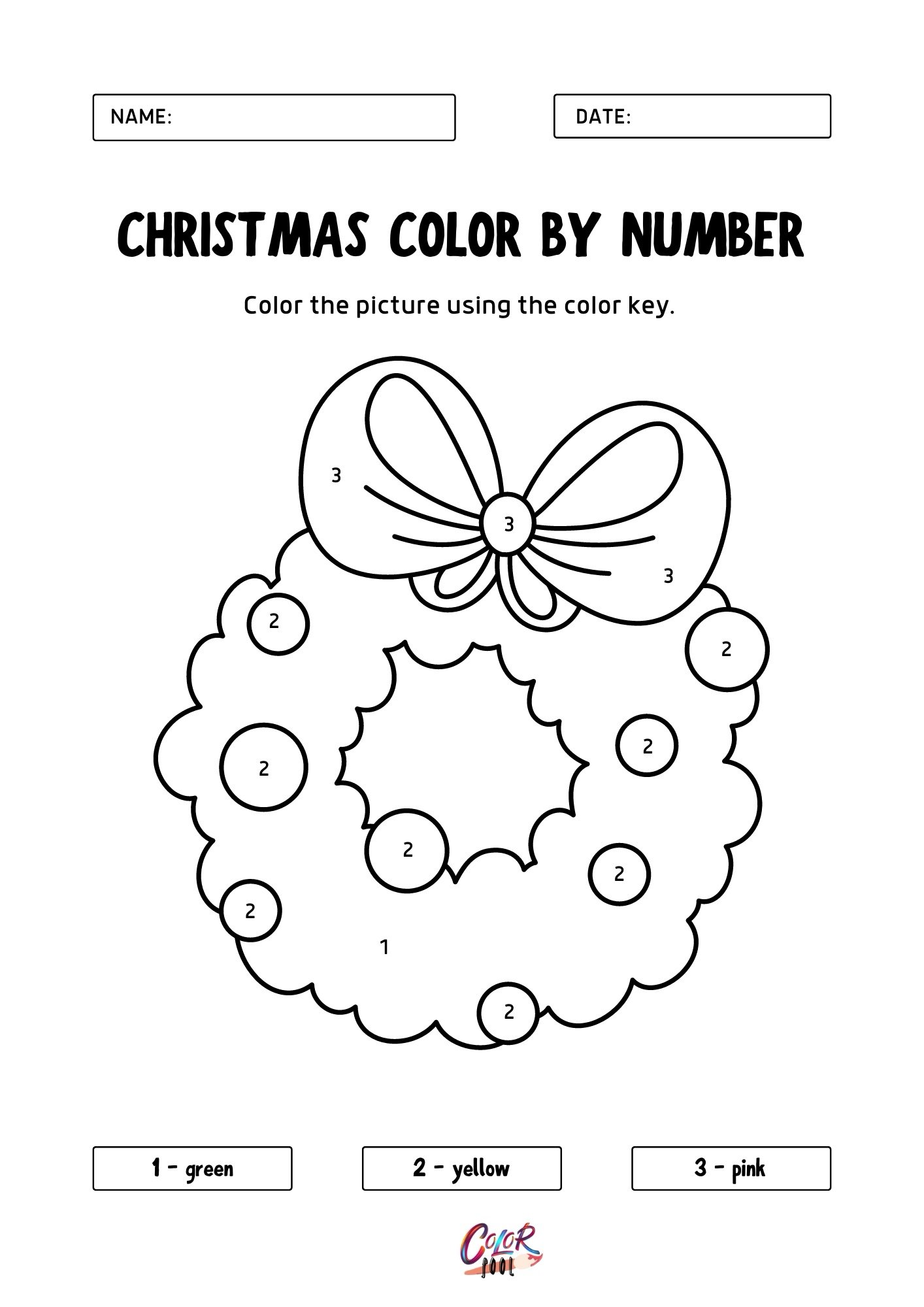 Christmas printable color by number