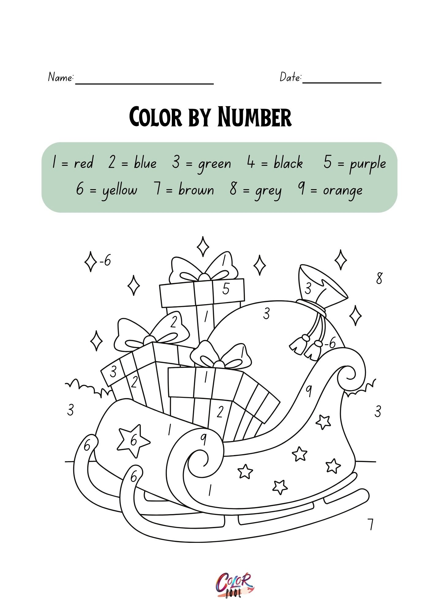 Christmas coloring pages colored by a number