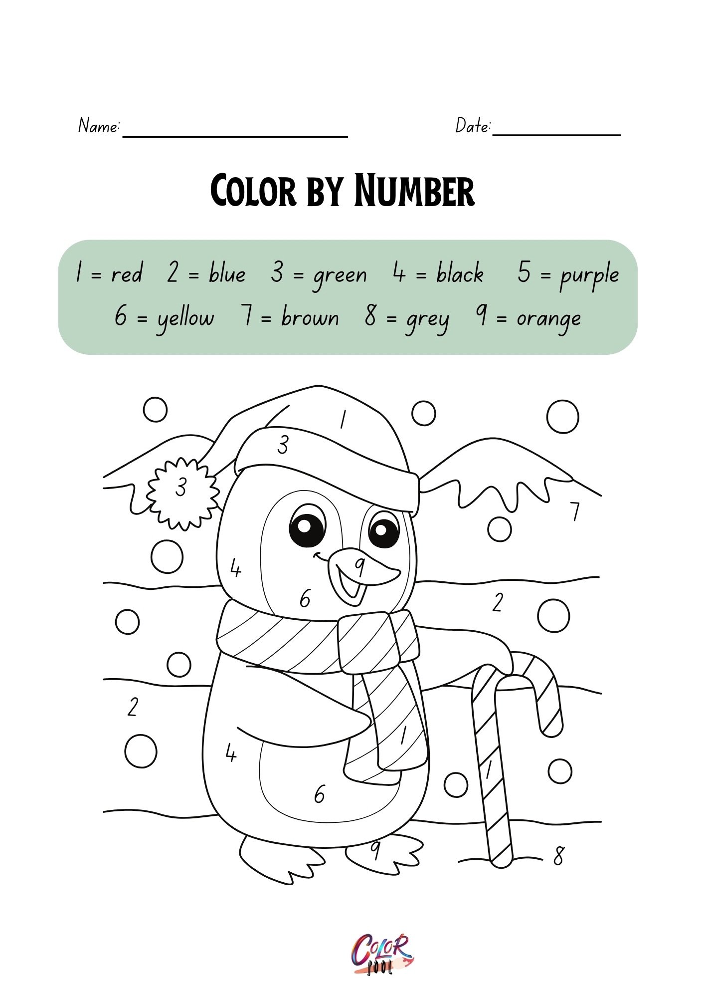 Christmas number coloring 