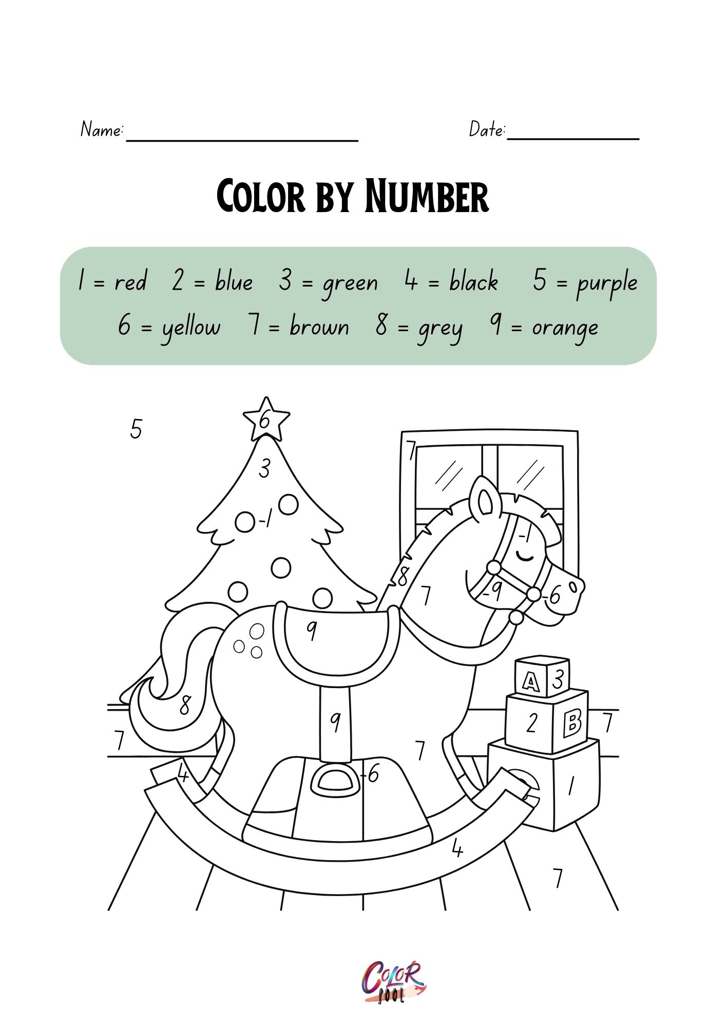 Christmas coloring by numbers 