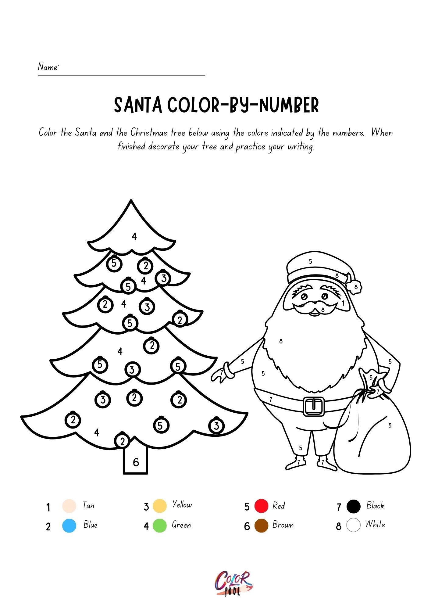 Christmas color by Number coloring pages 