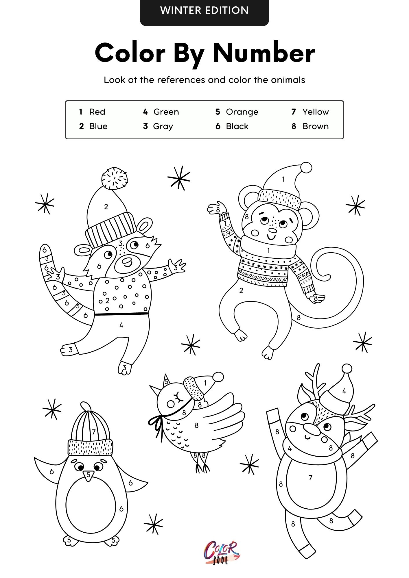 Free Christmas color by number