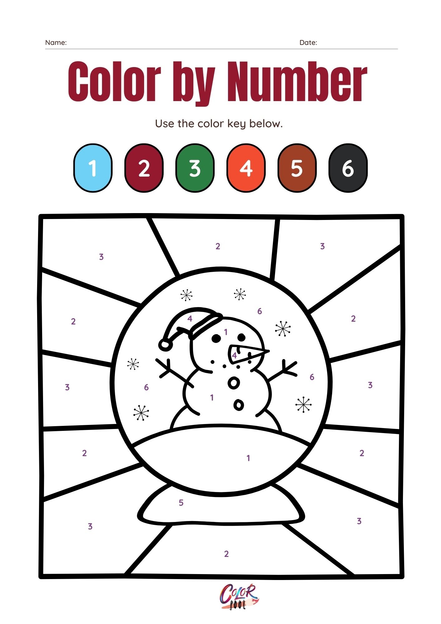 Christmas color by numbers pages