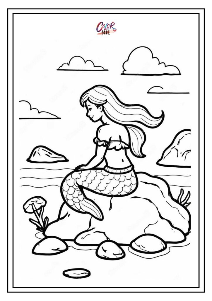 ariel the little mermaid coloring page​