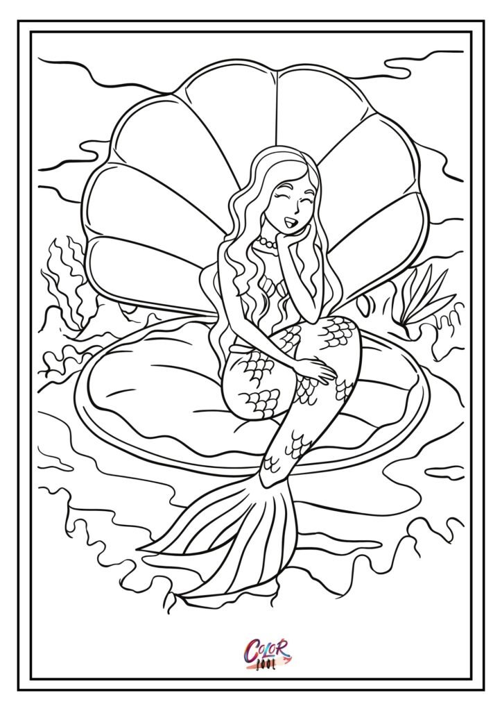 realistic mermaid coloring pages for adults