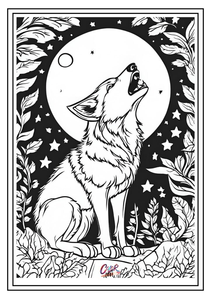 free printable wolf coloring pages
