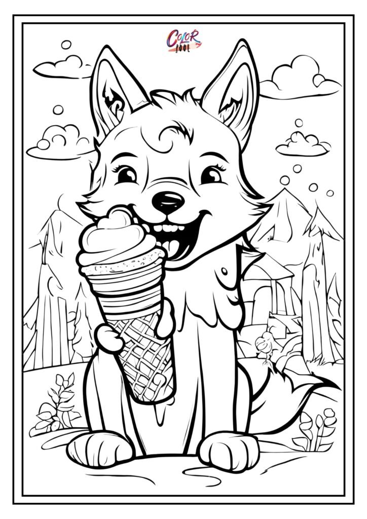 wolf colouring pages printable​s