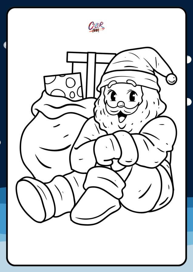 santa on sleigh coloring page​

