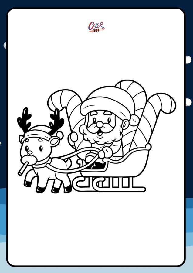 santa claus and reindeer coloring pages
