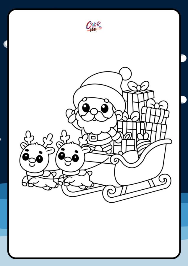 santa and reindeer pictures to color​

