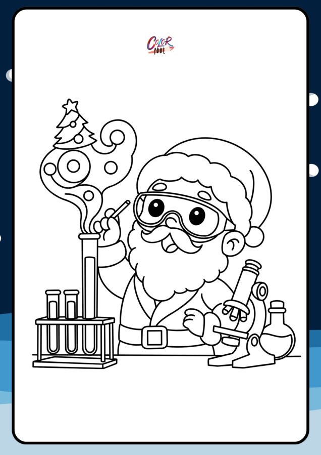 santa claus with reindeer coloring pages​

