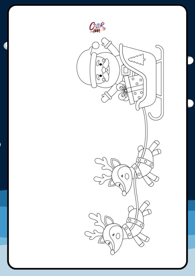 santa claus on sleigh coloring pages