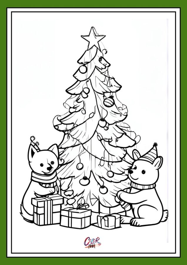 christmas tree adult coloring page​