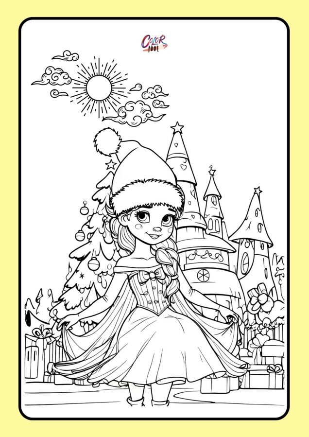 disney princess christmas coloring pages