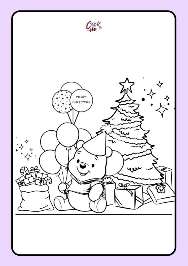 disney winnie the pooh christmas coloring pages