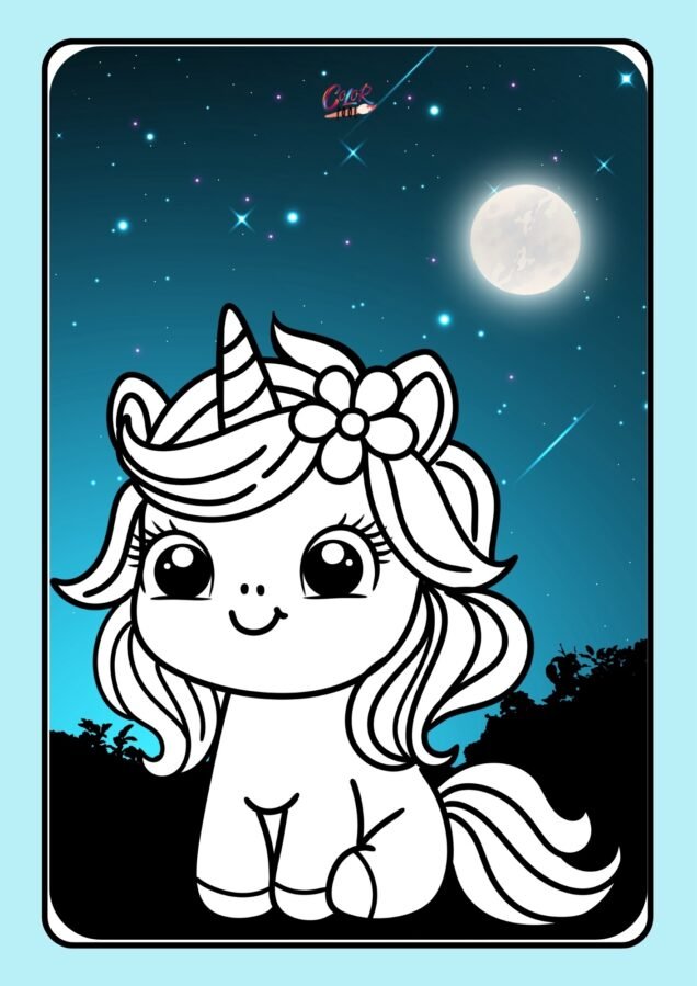 kawaii unicorn coloring pages​

