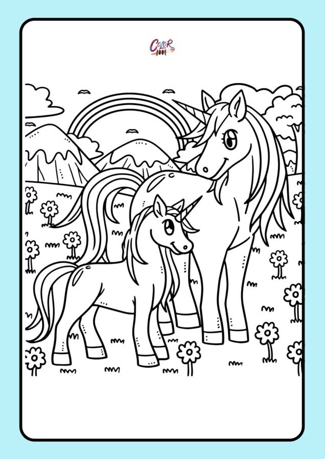 unicorn rainbow coloring pages