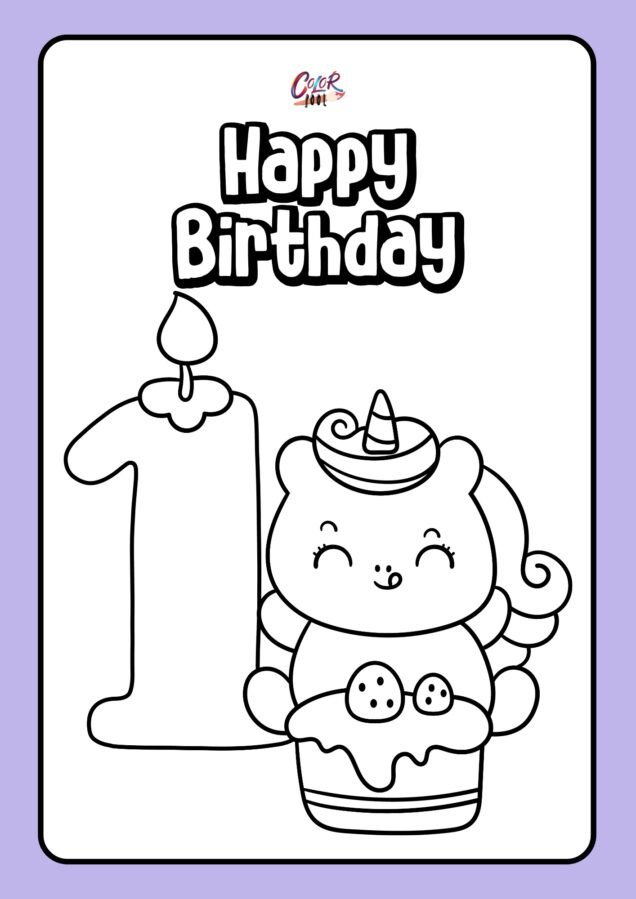 unicorn birthday coloring pages​