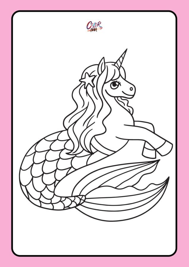 unicorn and mermaid coloring pages​

