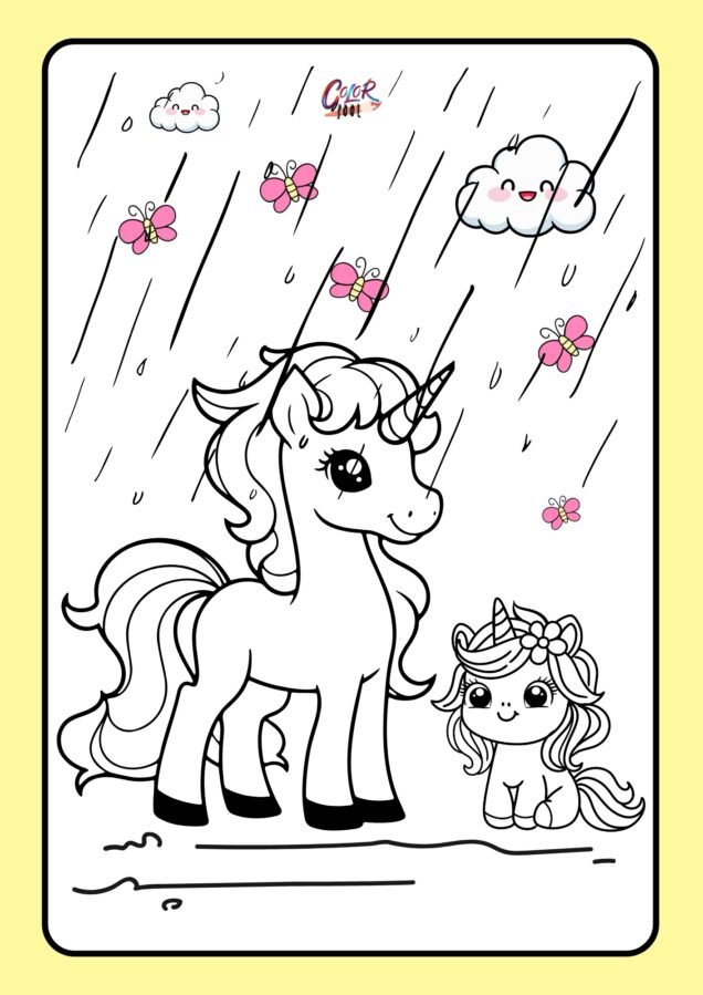 unicorn rainbow colouring pages