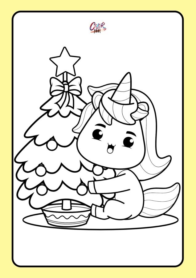 christmas unicorn coloring pages​

