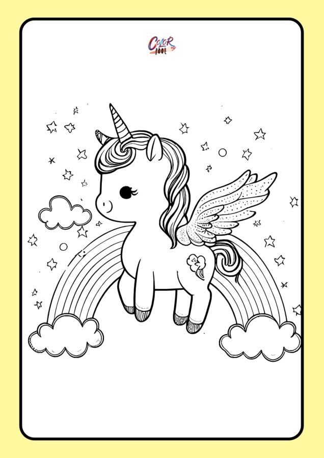 unicorn and rainbow coloring pages