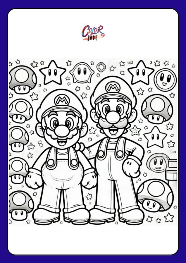 mario brothers coloring pages printable​