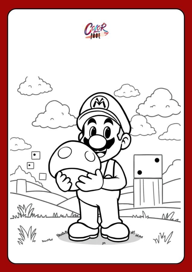 coloring page of mario​