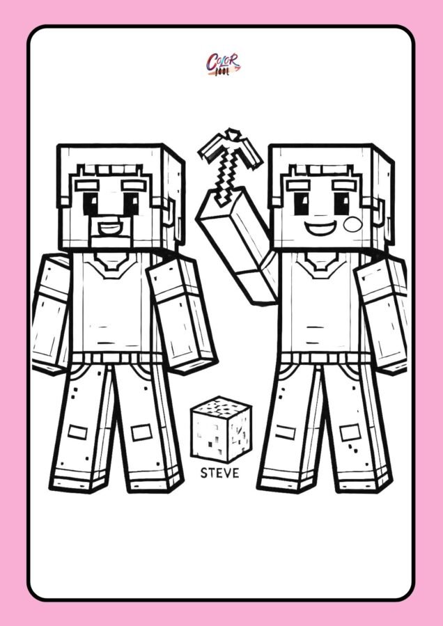 minecraft steve coloring pages