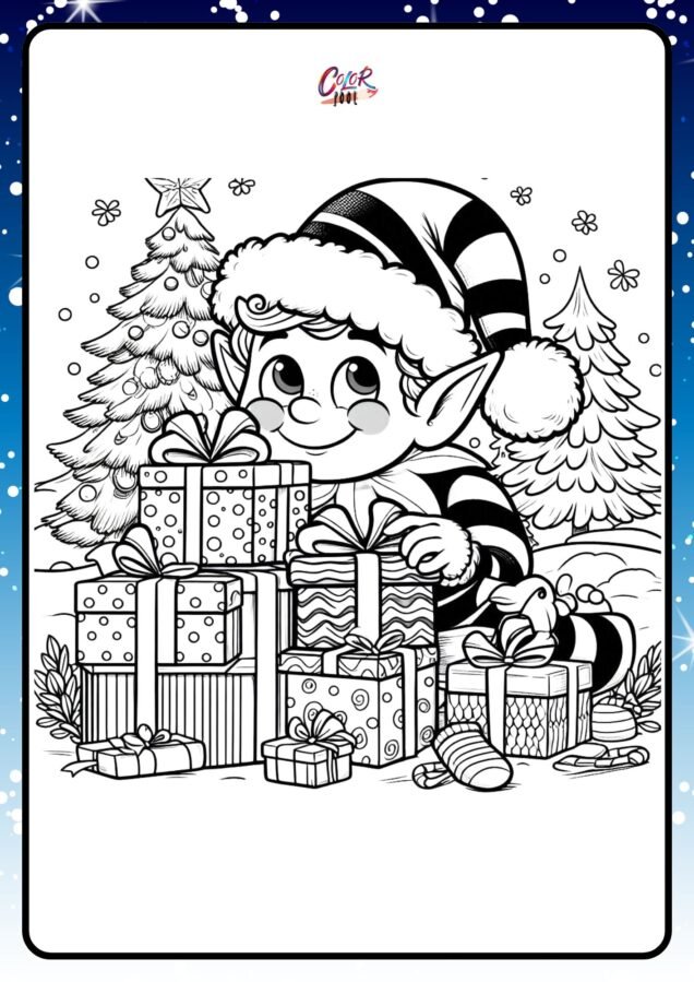 elf coloring book pages​