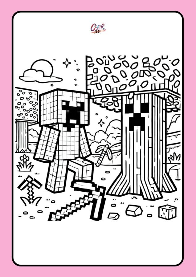 coloring minecraft pages