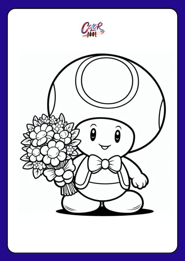 mario toad coloring pages