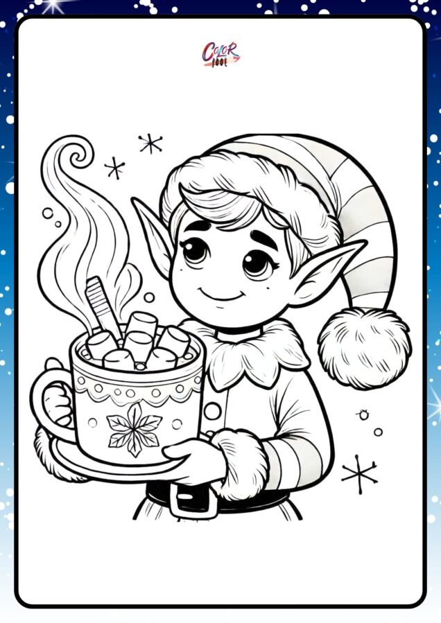 realistic anime elf to print and color for free​