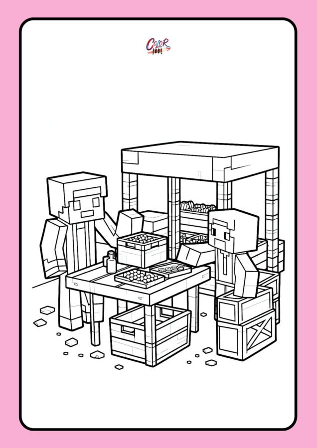 minecraft free coloring pages​