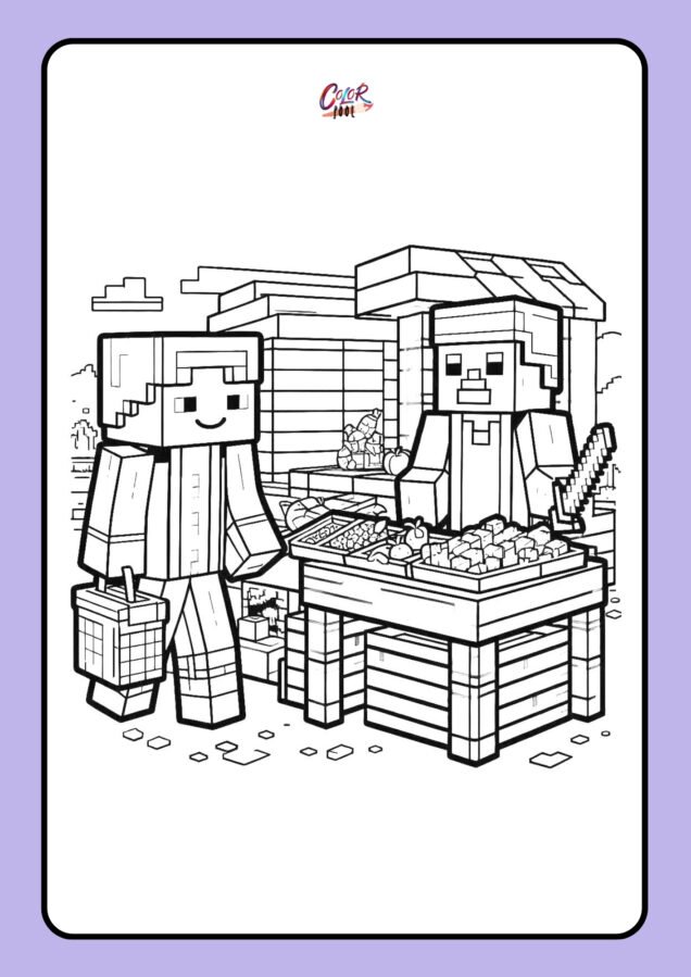 coloring page minecraft​