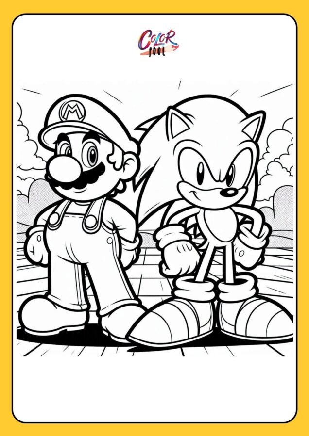 mario and sonic coloring pages