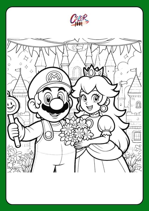 mario and princess peach coloring pages​