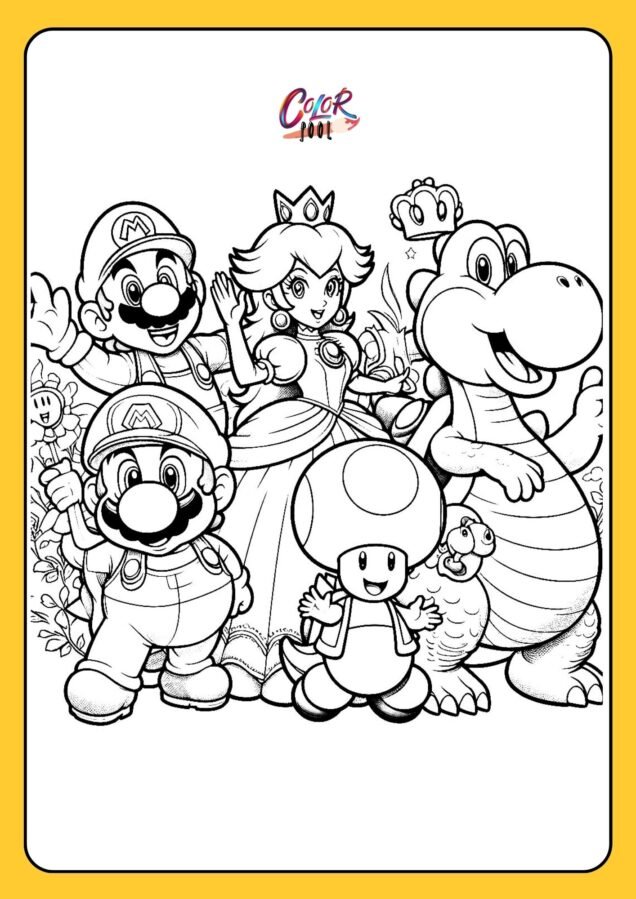 mario characters coloring pages