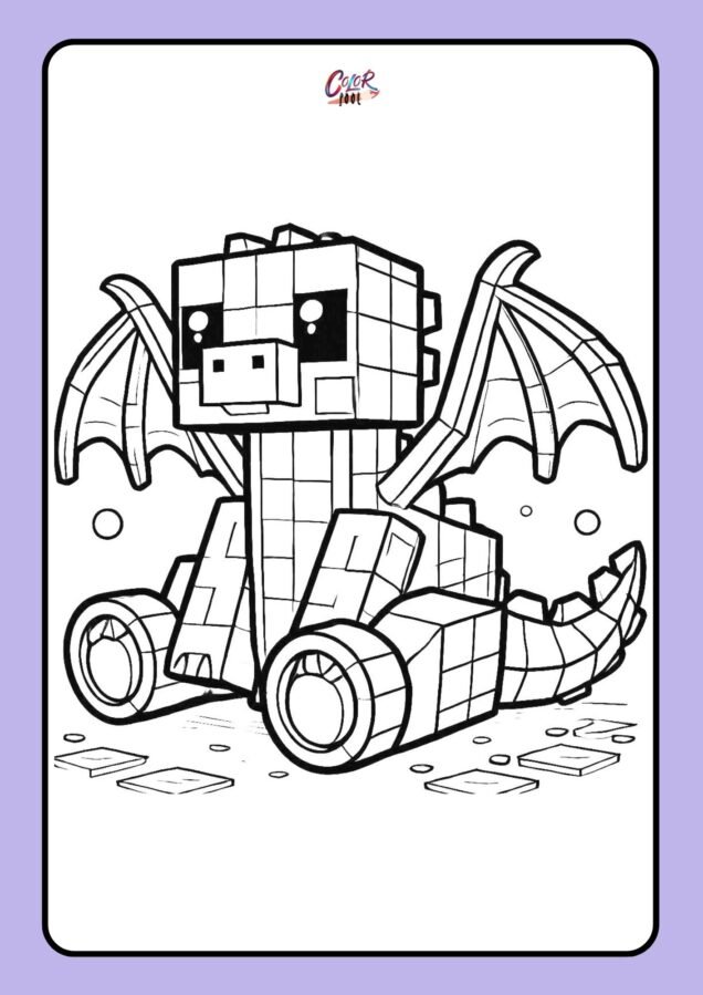 baby minecraft dragon coloring page​