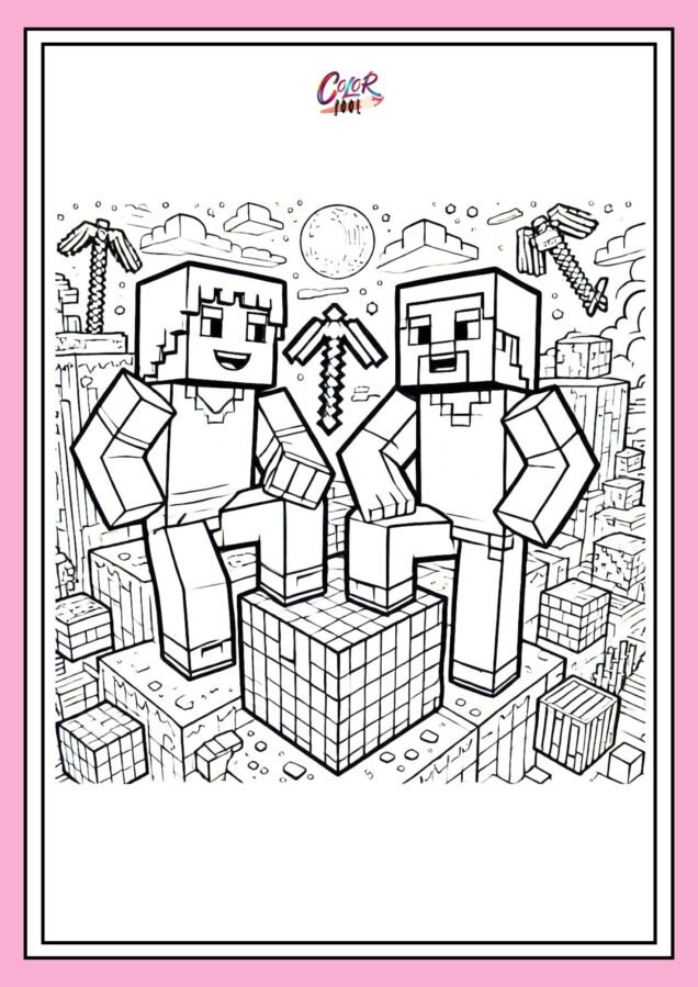 minecraft free colouring pages​