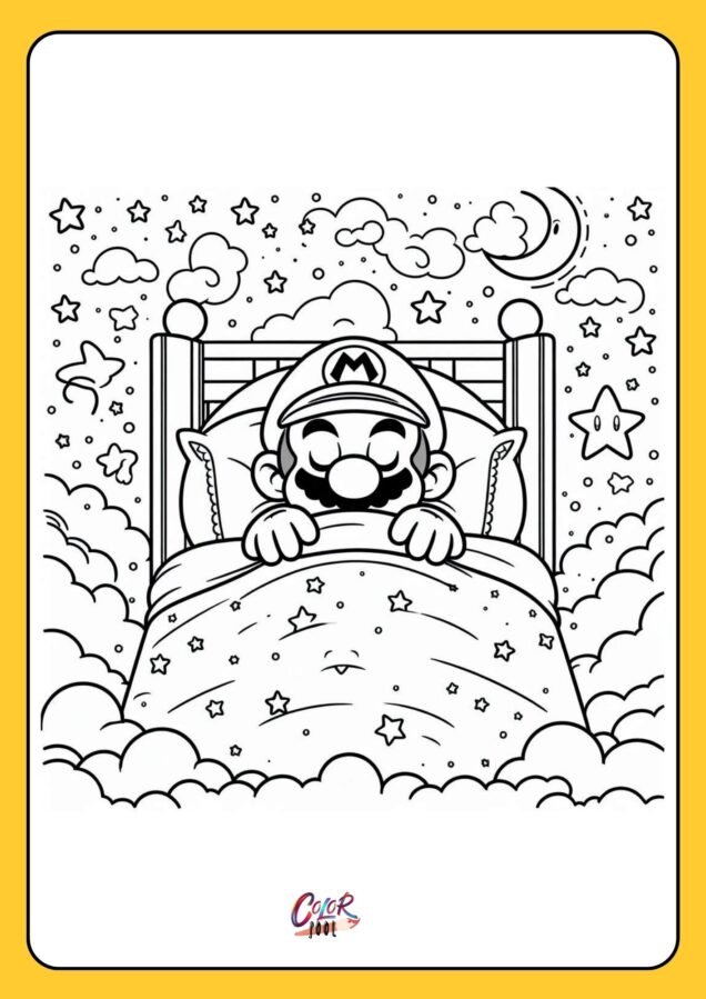 coloring page of mario