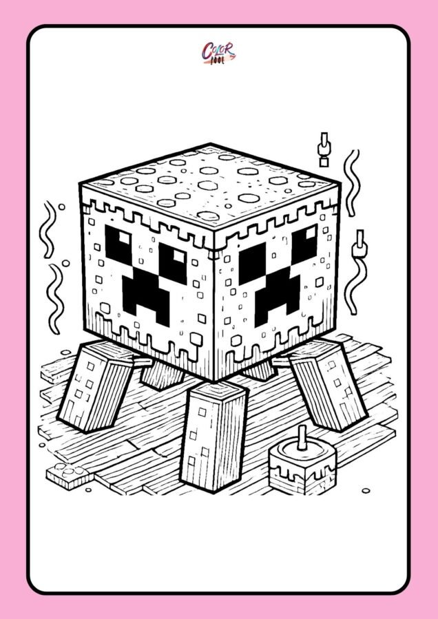 cut minecraft creeper coloring pages for kids