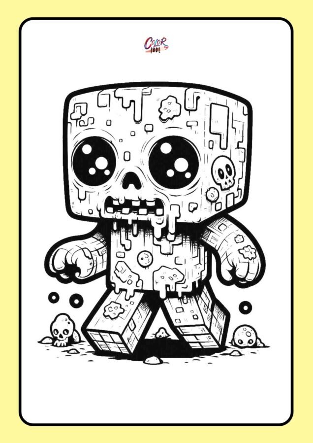 minecraft baby mutent mobs zombie coloring page​